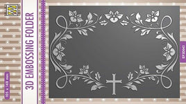 Nellie's Choice - 3D Embossing Folder - Rectangle blooming twigs with cross