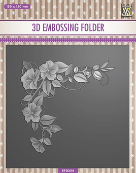 Nellie's Choice - 3D EMBOSSING folder square "Flower corner-1"
