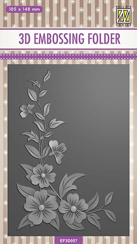 Nellie's Choice - Flower set 3D Embossing folder rectangle "Flower corner-2"
