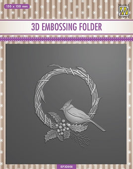 Nellie's Choice - 3D EMBOSSING folder  Square "Christmas Bird"