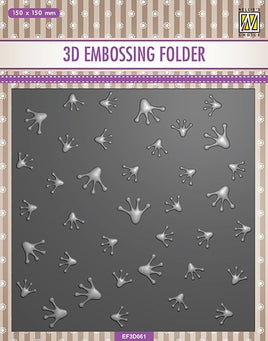 Nellie's Choice - 3D embossing folder Frogs-series (Get-well) footprints