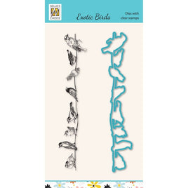 Nellie's Choice - Stamp & Die Set - " Exotic Birds Series: Various Birds on Wire