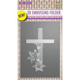 Nellie's Choice - 3D embossing folder -  Cross with Lilies