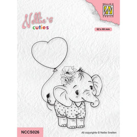 Nellie's Choice - Clear Stamp - Elephant with Balloon