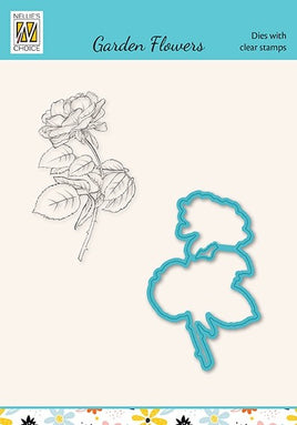 Nellie's Choice - Die & clear stamp set: garden Flowers "ROSE"