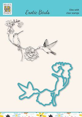 Nellie's Choice - Clear Stamp & Die Set - Exotic Birds - Hummingbirds