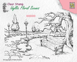 Nellie's Choice - Clear Stamps - Floral Scenes Park Bench