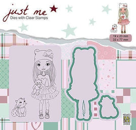 Nellie's Choice - Girl with Cat - Stamp & Die Set