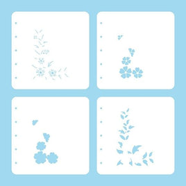 Nellie's Choice - Stencils - Flower set 3: Set of 4 stencils "Flower corner-2"