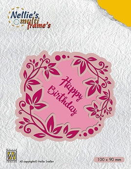 Nellie's Multi Frame Dies - Flower wreath Happy Birthday