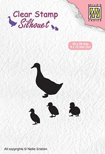 Nellie's Choice - Clear Stamps - Silhouette Duck with chicks