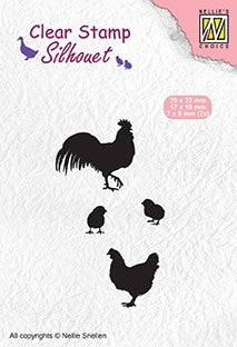 Nellie's Choice - Clear Stamp- Rooster Hen and chicks